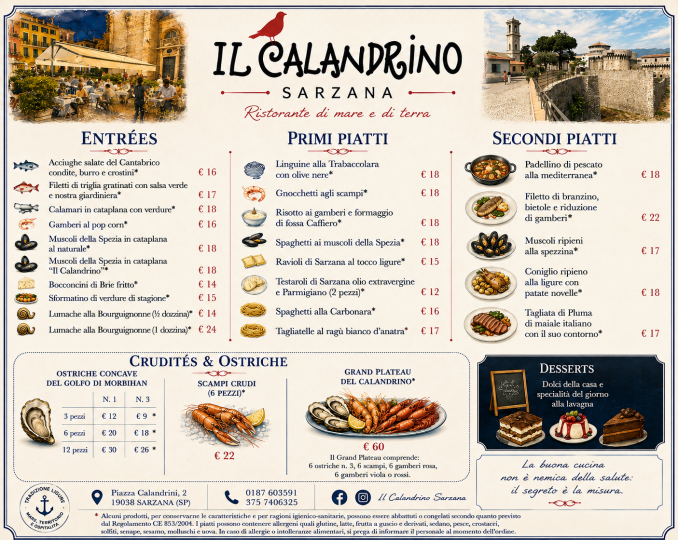 MENU ESTATE 2026 - RISTORANTE IL CALANDRINO