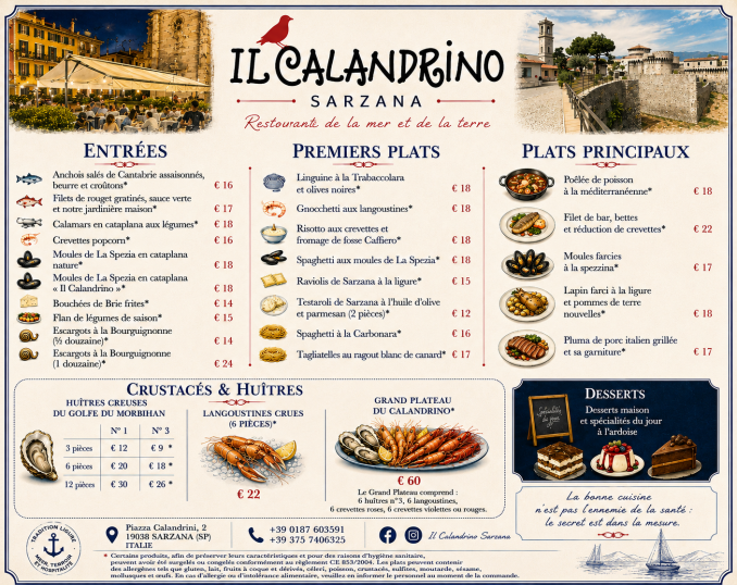 MENU EN FRANCAIS - RISTORANTE IL CALANDRINO